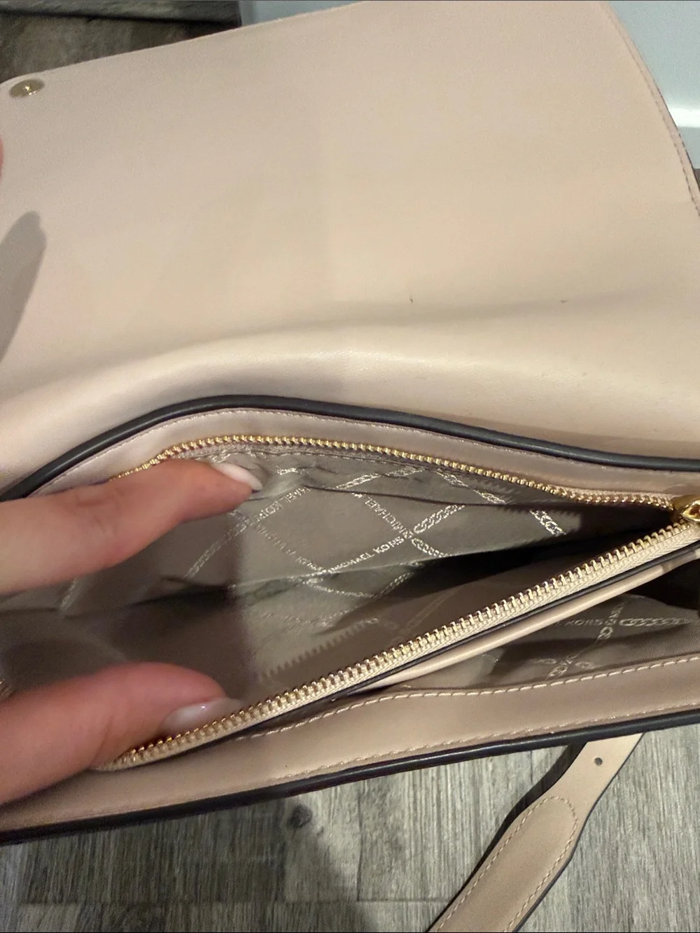 Michael Kors Pale Pink Pebbled Leather Crossbody